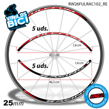 Fulcrum Racing 1, vinilos adhesivos llanta perfil 25mm