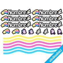 Tu Nombre+Unicornio Pegatinas en vinilo adhesivo