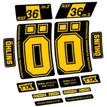Pegatinas en vinilo adhesivo compatibles con Öhlins RXF36 M.2 2019–2023 – Adhesivos resistentes para horquilla MTB
