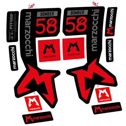 Pegatinas para Horquilla Marzocchi Bomber 58 en vinilo adhesivo stickers graphics calcas adesivi autocollants