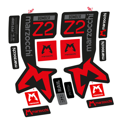 Pegatinas para Horquilla Marzocchi Bomber Z2 en vinilo adhesivo stickers graphics calcas adesivi autocollants