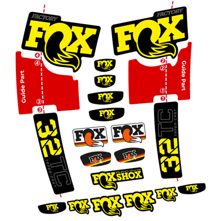 Pegatinas para Horquilla Fox 32 Taper Cast Factory en vinilo adhesivo stickers graphics calcas adesivi autocollants