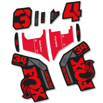 Pegatinas para Horquilla Fox 34 Factory Step Cast 2022 en vinilo adhesivo stickers graphics calcas adesivi autocollants