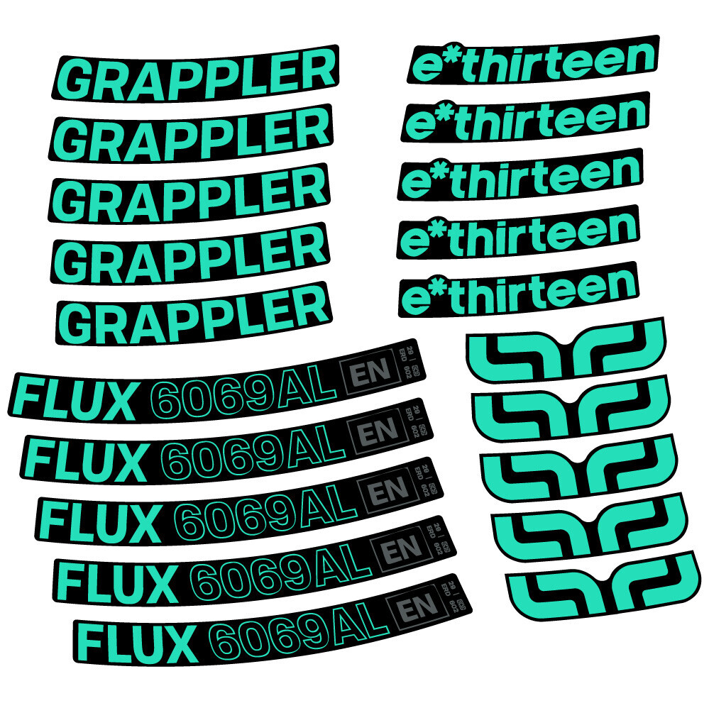 E-Thirteen Grappler Flux Alloy Pegatinas en vinilo adhesivo Llanta MTB