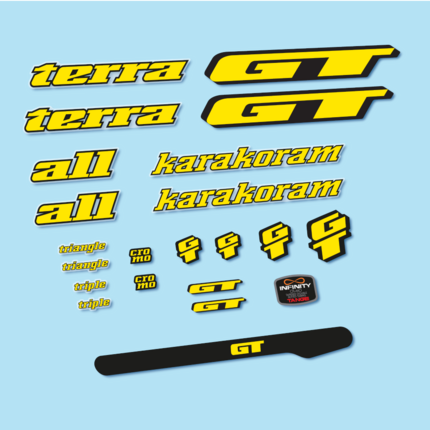 Pegatinas para Cuadro Bici Clásica GT Terra Karakoram 1993 en vinilo adhesivo stickers graphics calcas adesivi autocollants