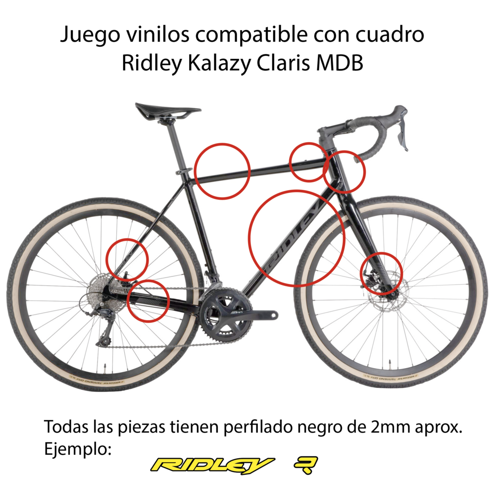 Pegatinas en vinilo adhesivo compatibles Ridley Kalazy Claris MDB 2024