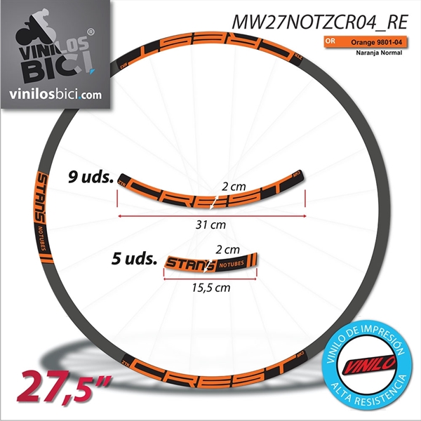 Notubes ZTR Crest MK3, Vinilos adhesivos llanta 27,5"