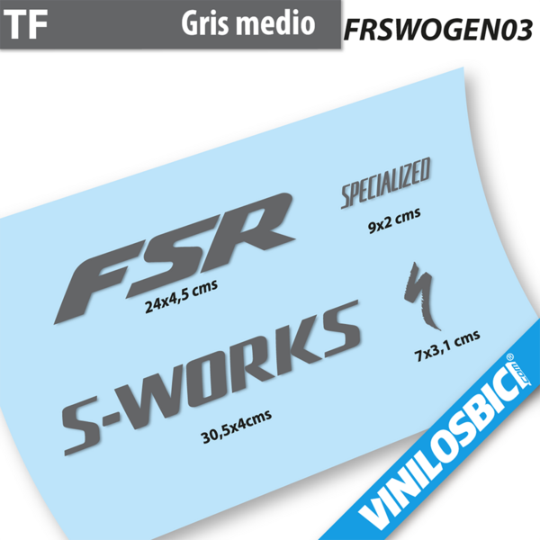 Specialized S-Works FSR Pegatinas en vinilo adhesivo Cuadro