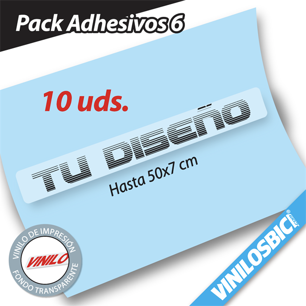 Pack Adhesivos 6, impresos con tu diseño (Fondo transparente)