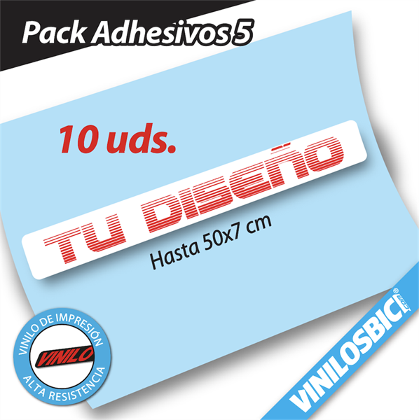 Pack Adhesivos 5, impresos con tu diseño (Fondo blanco u otro color)
