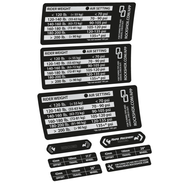 Rock Shox RS1 Tabla Presiones Pegatinas en vinilo adhesivo Horquilla (15)