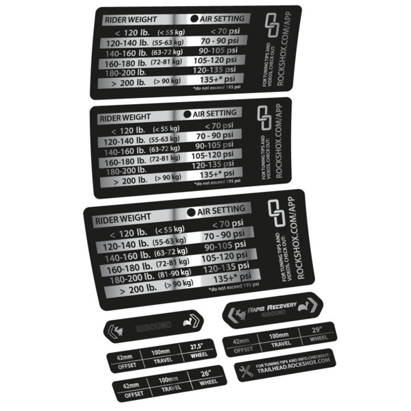 Rock Shox RS1 Tabla Presiones Pegatinas en vinilo adhesivo Horquilla (16)
