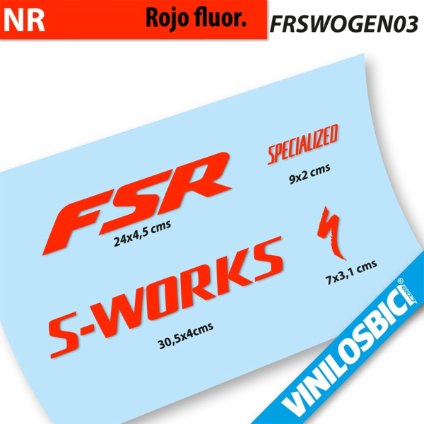 Specialized S-Works FSR Pegatinas en vinilo adhesivo Cuadro (10)
