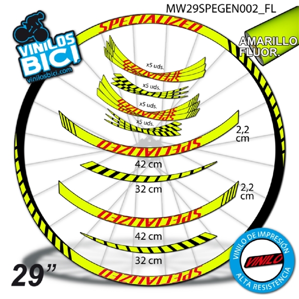 Pegatinas en vinilo adhesivo compatibles con llantas Specialized 29"