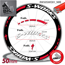 tinas en vinilo adhesivo compatibles con llantas Specialized S-Works perfil 50mm