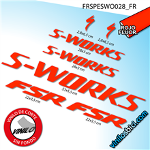 Pegatinas en vinilo adhesivo compatibles con cuadro Specialized S-Works FSR
