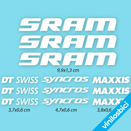 ▷▷🥇Pegatinas Sram DT Swiss Syncross Maxxis para cuadro en vinilo 🥇 ✅