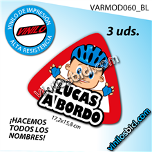 Vinilos adhesivos bebé ciclista a bordo, nombre personalizado
